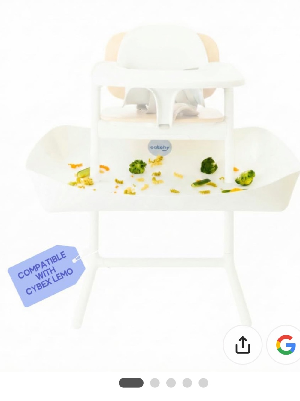 White Food Catcher for High Chairs - Compatible with Cybex Lemo CATCHY